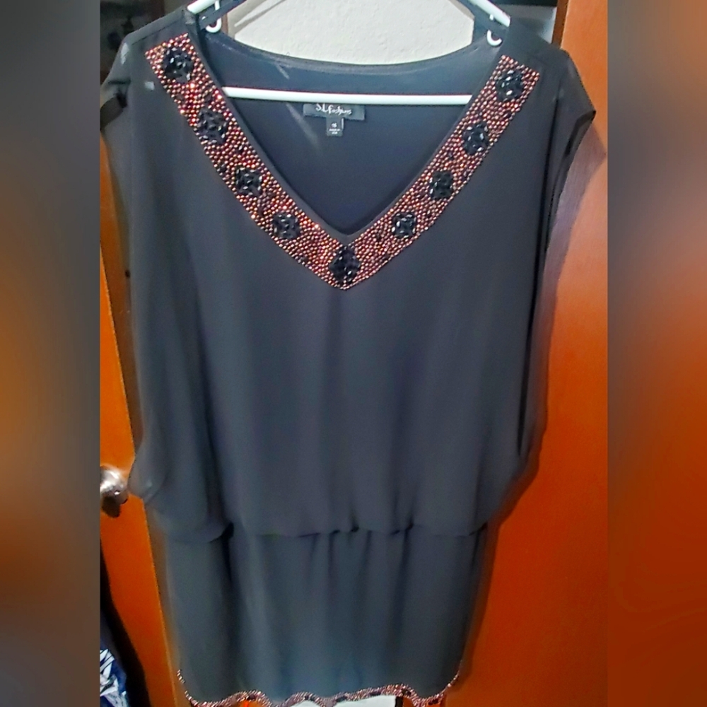 S.L. Fashions Dress Black Vintage Style Sz 16 Made In USA